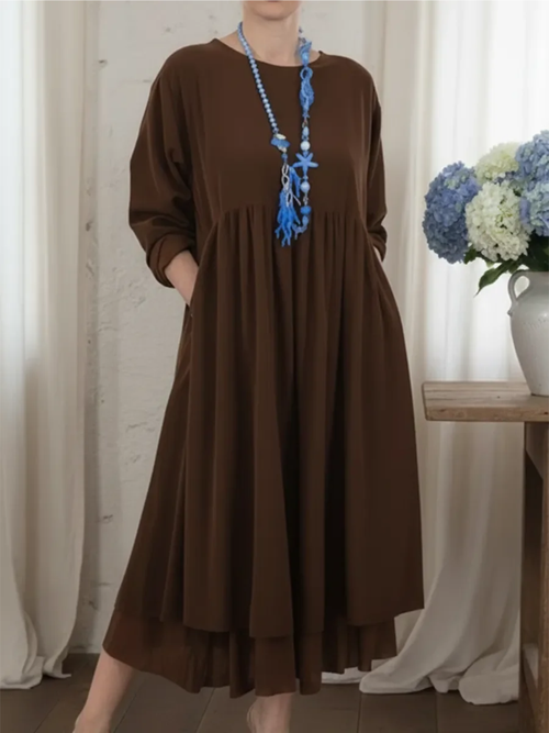 Auralyn™ | Relaxed Fit Long Sleeve Midi Dress
