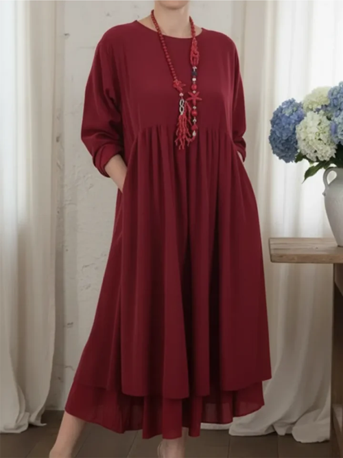 Auralyn™ | Relaxed Fit Long Sleeve Midi Dress