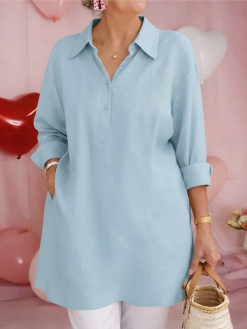Elinora™ | Collared Button Closure Blouse