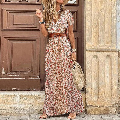 Justine™ – Long flowing bohemian dress with belt