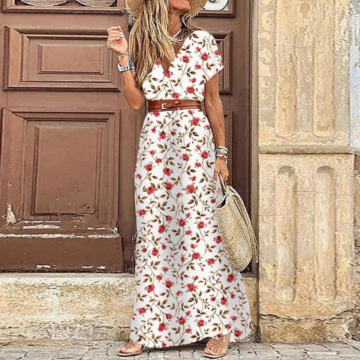 Justine™ – Long flowing bohemian dress with belt