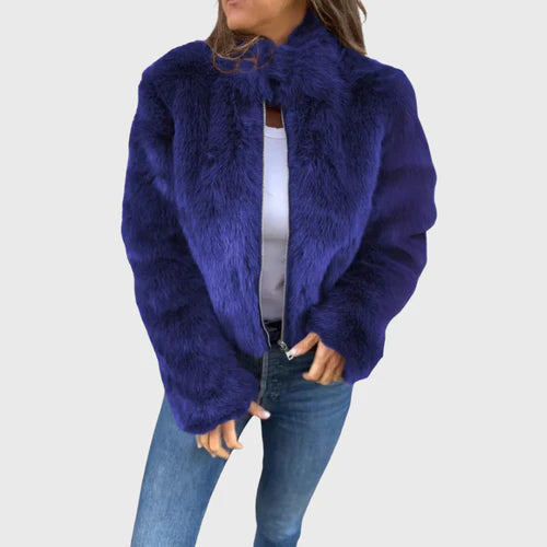 Gorina™ | Cropped Faux Fur Zip Jacket