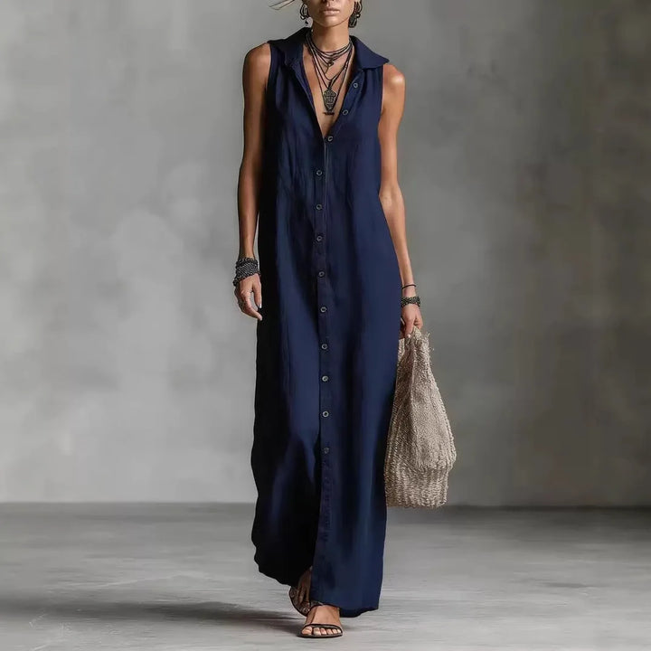 Penélope | Elegant and casual midi dress with a V-neck