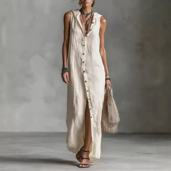 Penélope | Elegant and casual midi dress with a V-neck