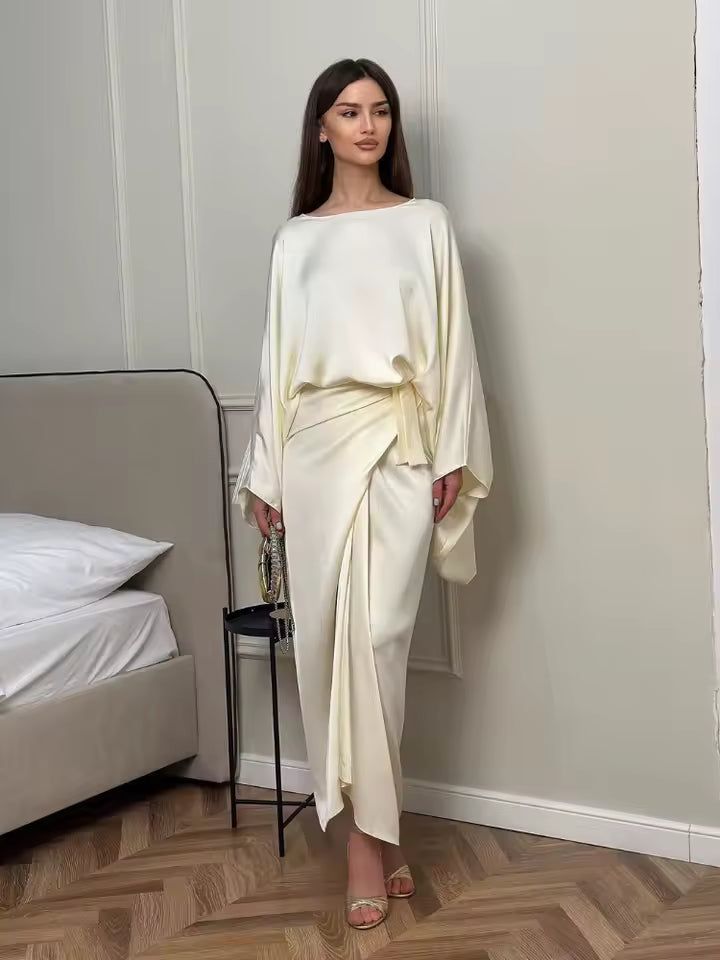 Elvoria™ | Satin maxi dress