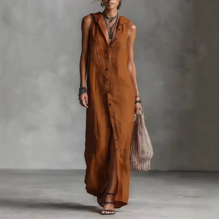 Penélope | Elegant and casual midi dress with a V-neck