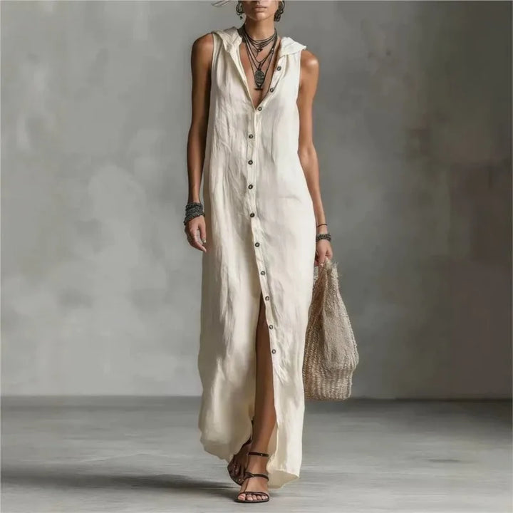 Penélope | Elegant and casual midi dress with a V-neck