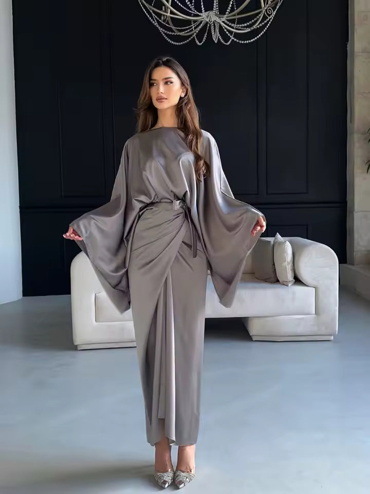 Elvoria™ | Satin maxi dress
