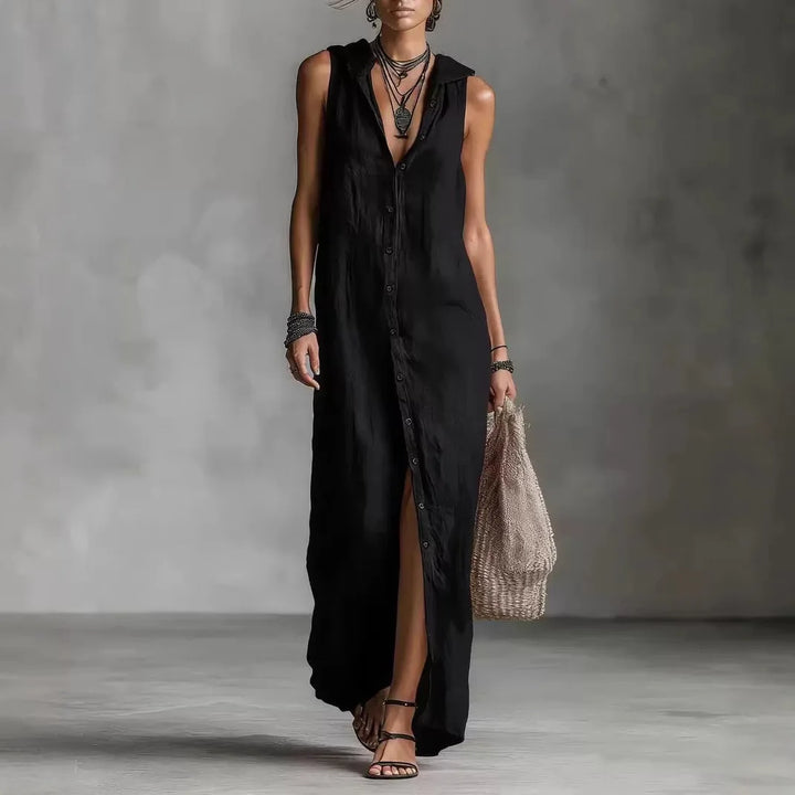 Penélope | Elegant and casual midi dress with a V-neck