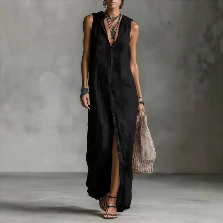 Penélope | Elegant and casual midi dress with a V-neck