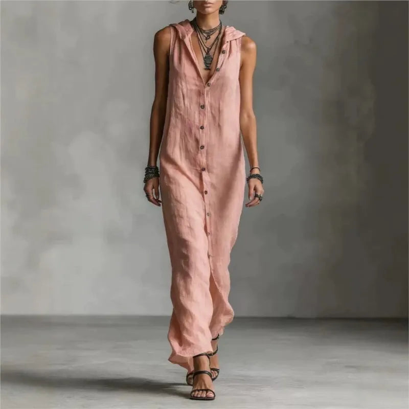 Penélope | Elegant and casual midi dress with a V-neck