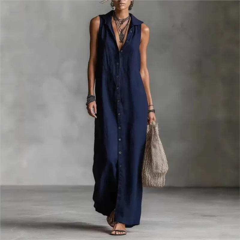 Penélope | Elegant and casual midi dress with a V-neck