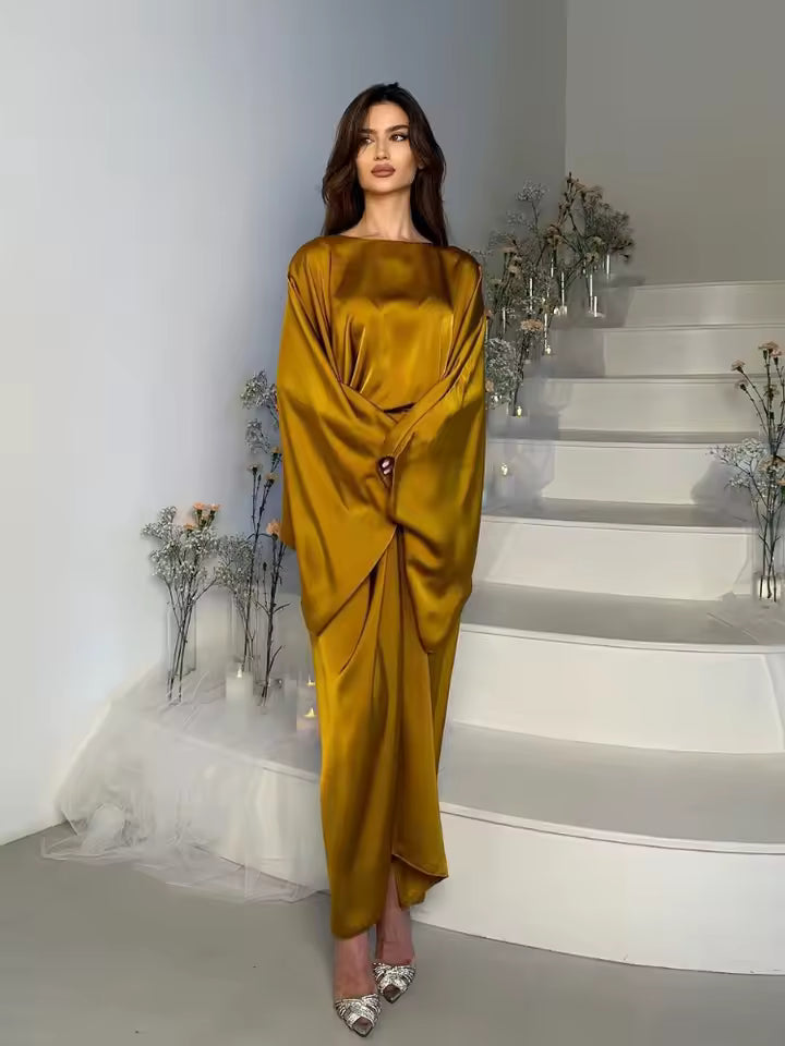 Elvoria™ | Satin maxi dress