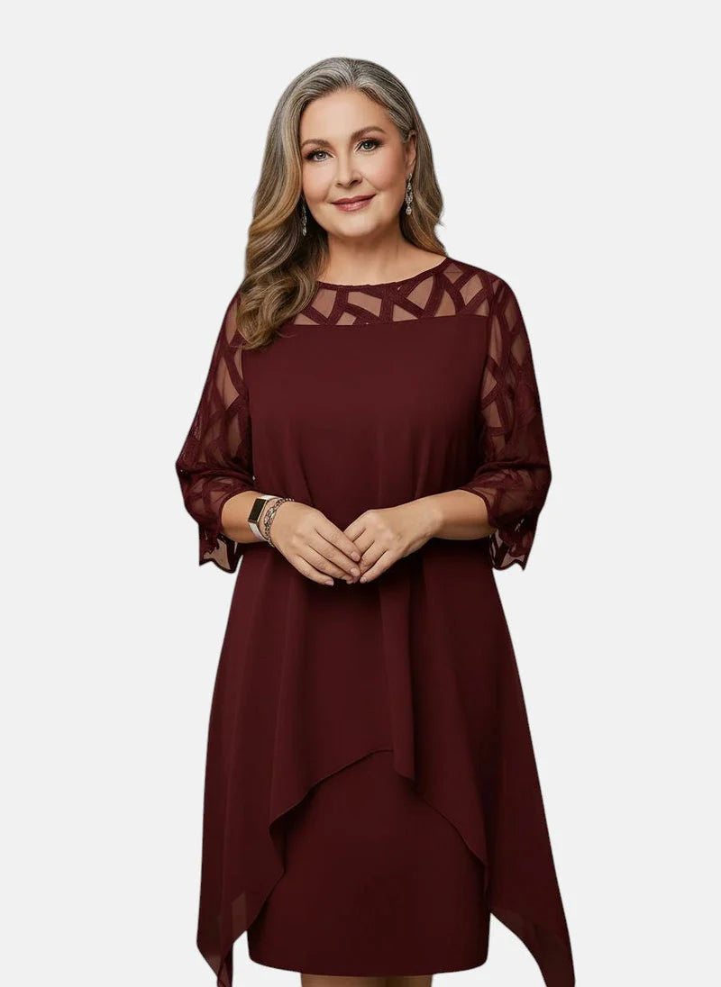 Mirelune™ | Elegant Sheer Overlay Dress