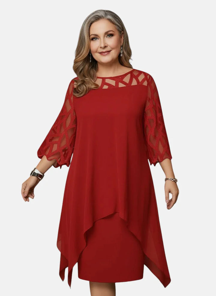 Mirelune™ | Elegant Sheer Overlay Dress