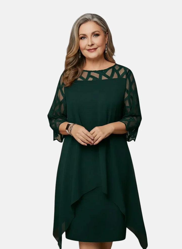 Mirelune™ | Elegant Sheer Overlay Dress