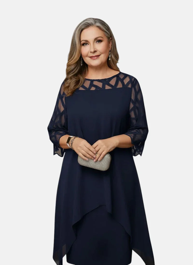 Mirelune™ | Elegant Sheer Overlay Dress