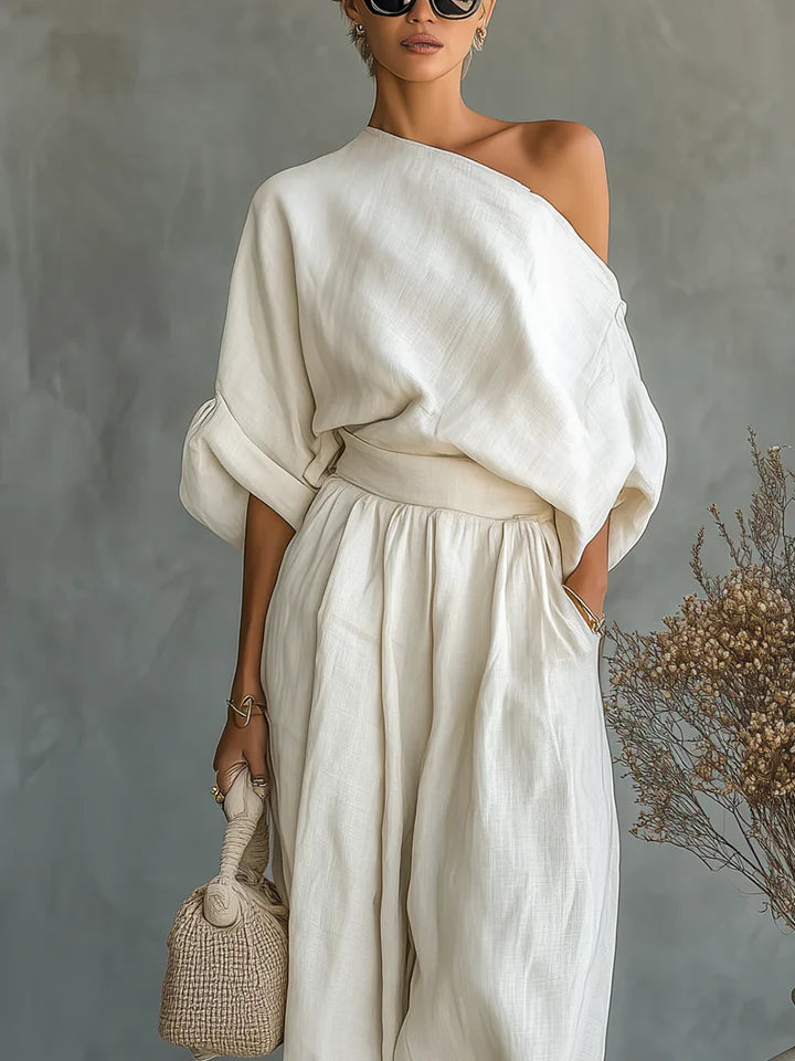 Calyre™ | Asymmetrical Linen Two-Piece Set