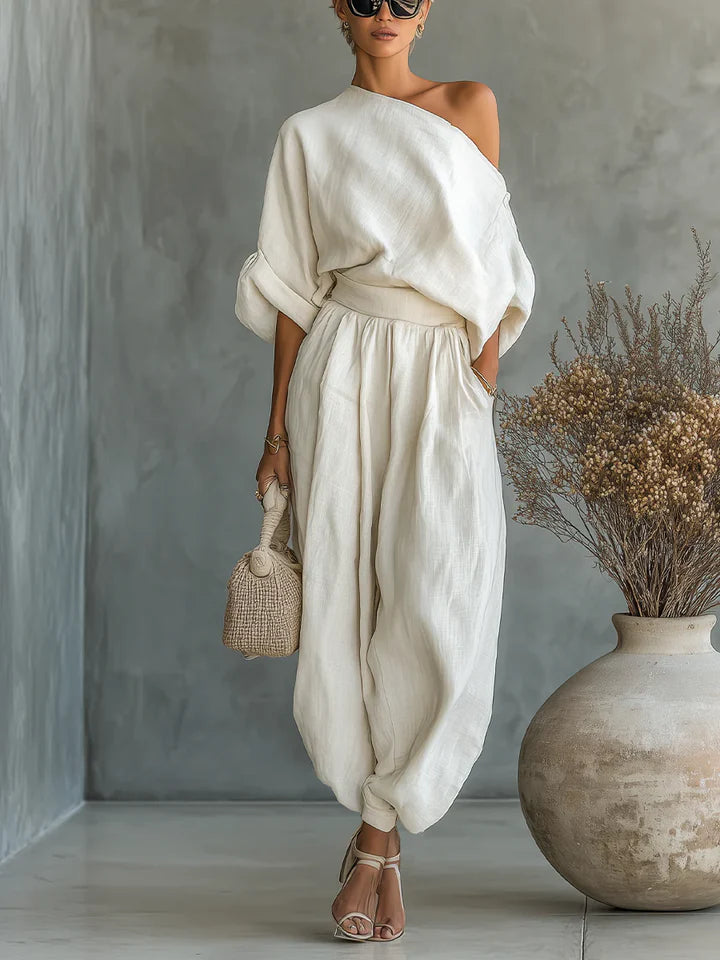 Calyre™ | Asymmetrical Linen Two-Piece Set