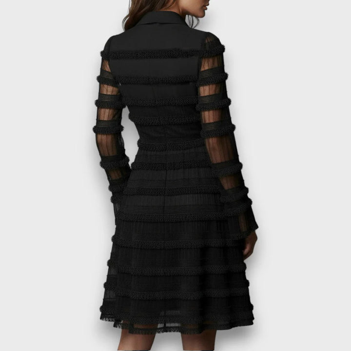 Phaerissa™ | Classic Black Lace Evening Dress