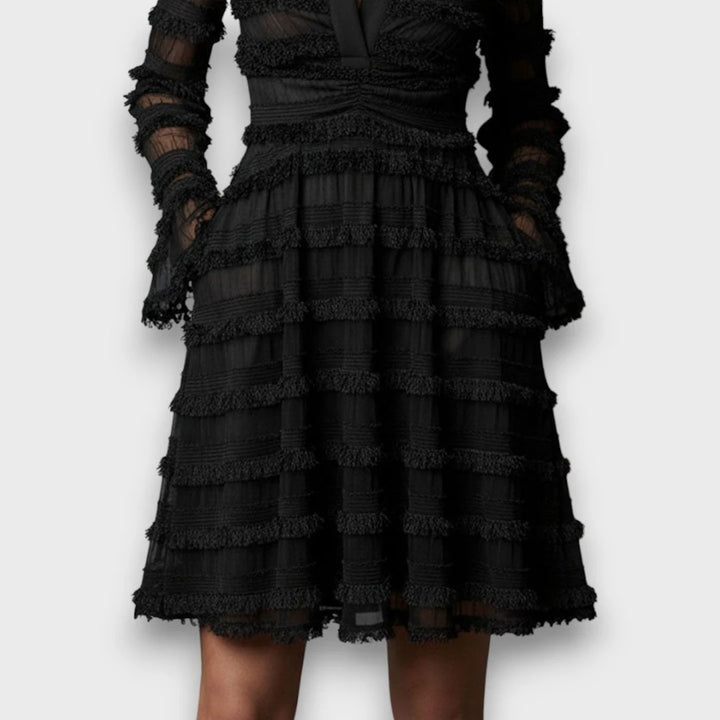 Phaerissa™ | Classic Black Lace Evening Dress