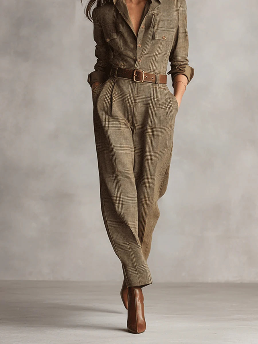 Anna™ - Elegant Plaid Jumpsuit