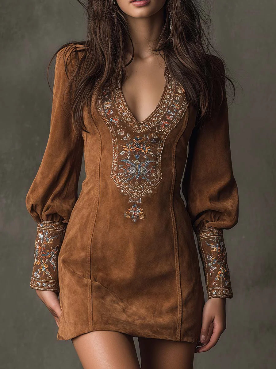 Marisse™ | Embroidered V-neck Dress