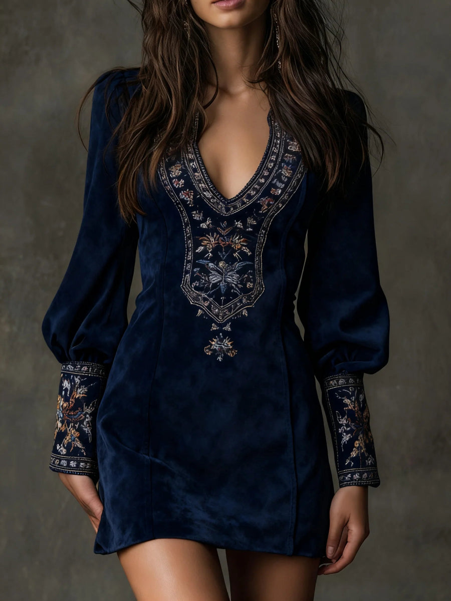 Marisse™ | Embroidered V-neck Dress