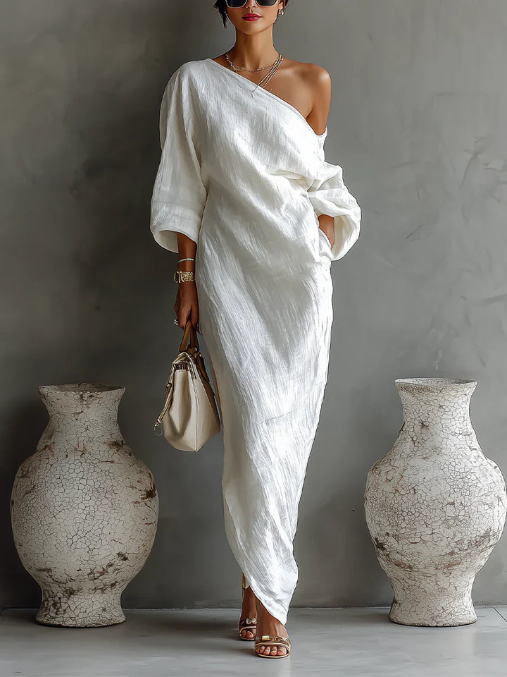 Melisa | Asymmetric maxi dress, elegant and fluid