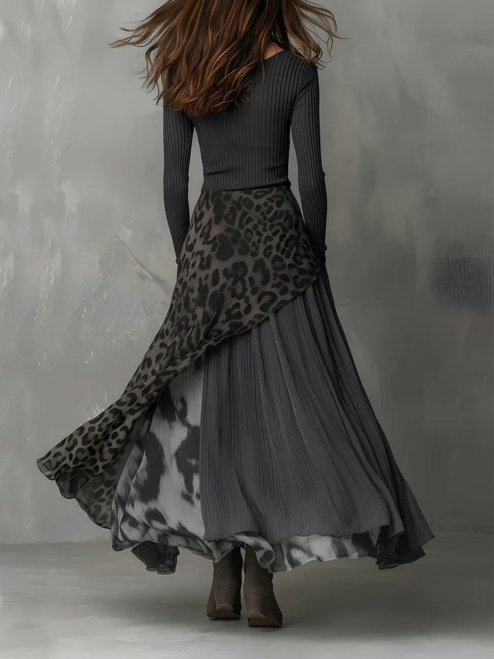 Mirexa™ | Leapord Print Striped Dress