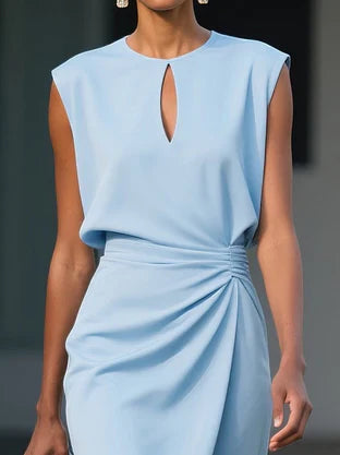 Olyndra™ | Elegant Draped Midi Dress