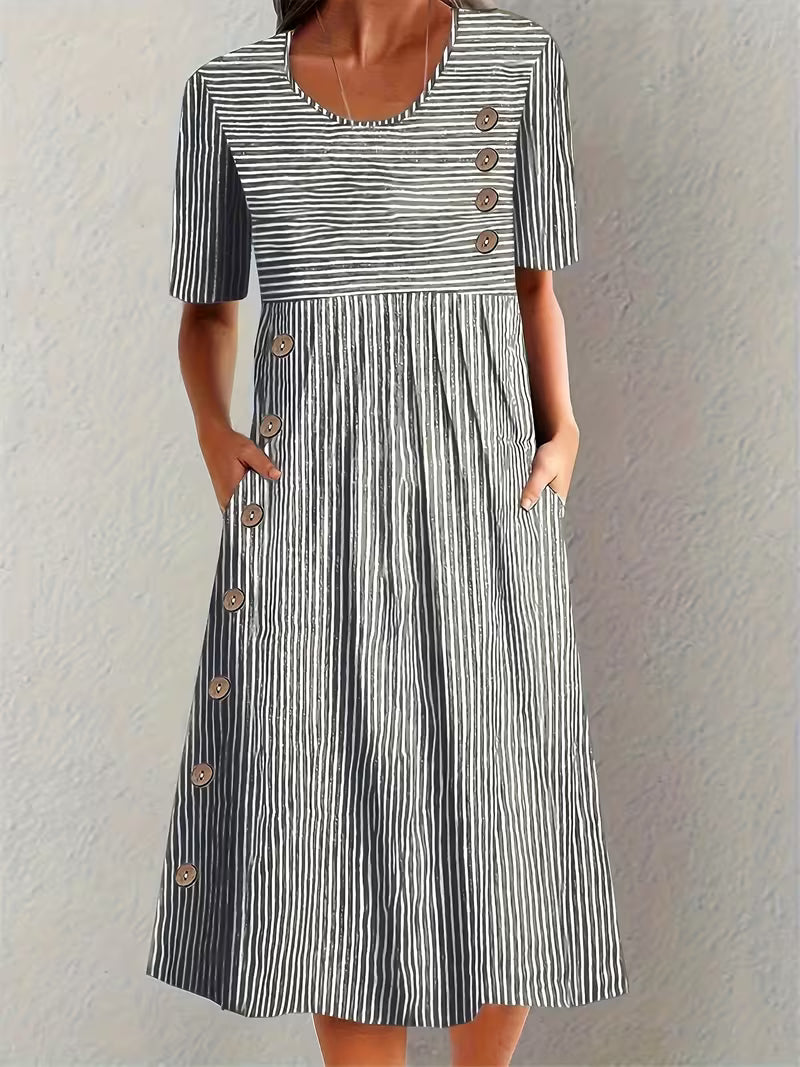 Myrren™ | Round-neck Striped Dress