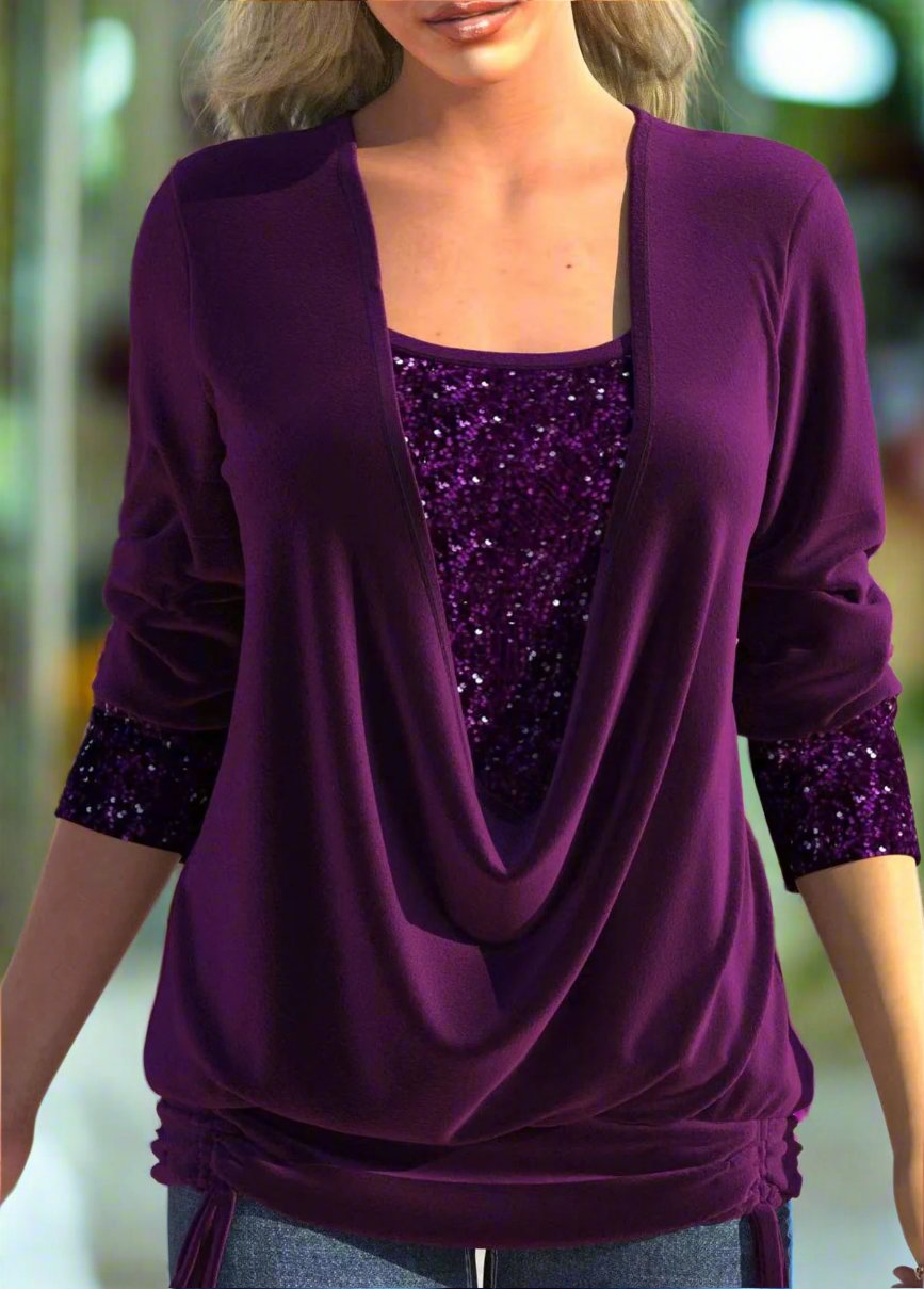Kaylee™ |Top met lange mouwen en pailletten"