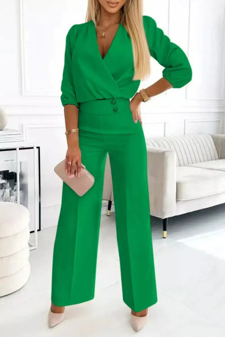 Pherina™ | Elegant Wide-Leg Suit Set