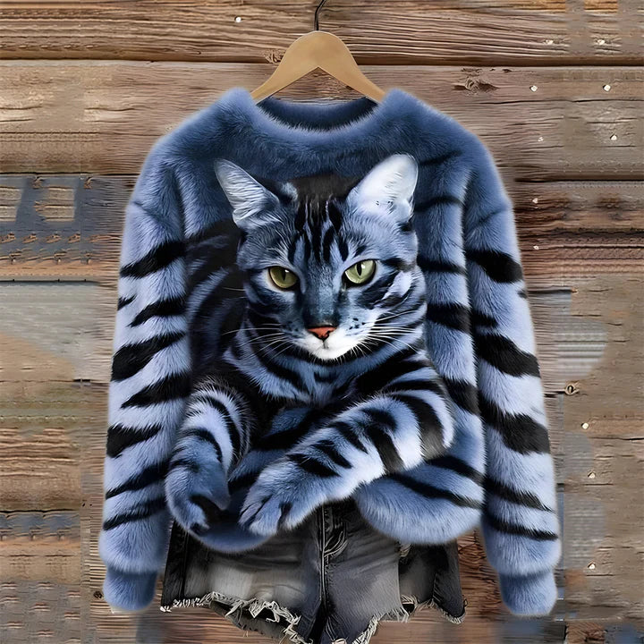 Veluna™ | Cozy Cat-print Sweater