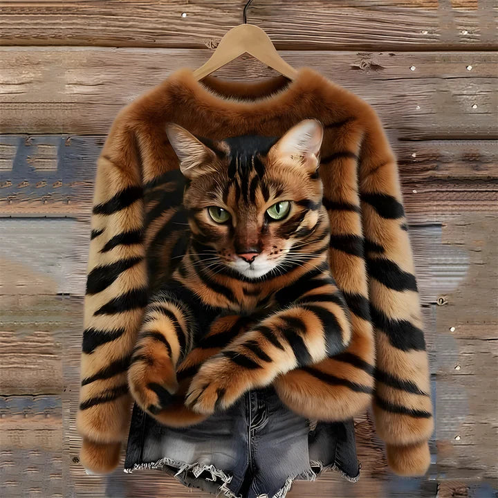 Veluna™ | Cozy Cat-print Sweater
