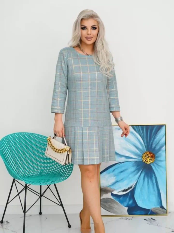 Savelle™ | Plaid Cheque Print Dress