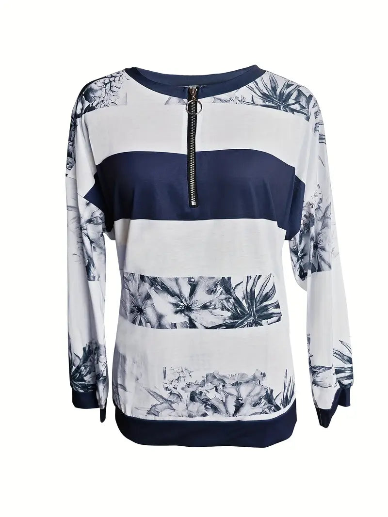 Quenby™ | Floral Print Color Block Shirt