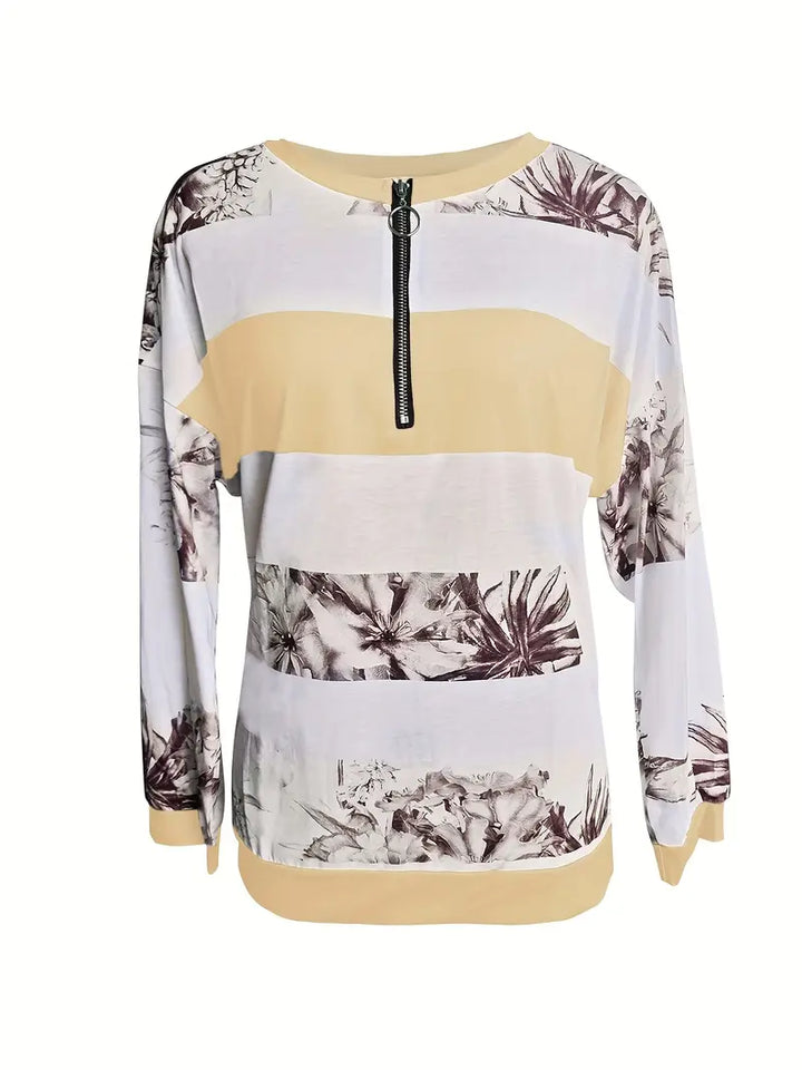 Quenby™ | Floral Print Color Block Shirt