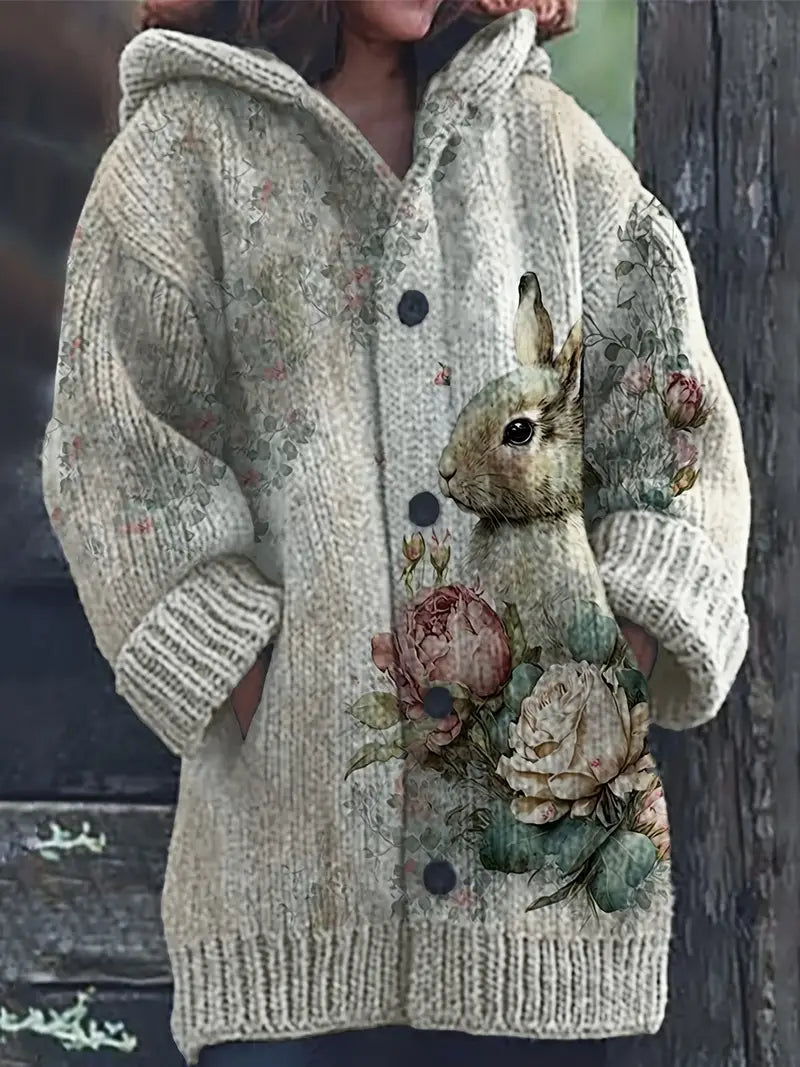 Wenira™ | Floral & Rabbit Print Cardigan