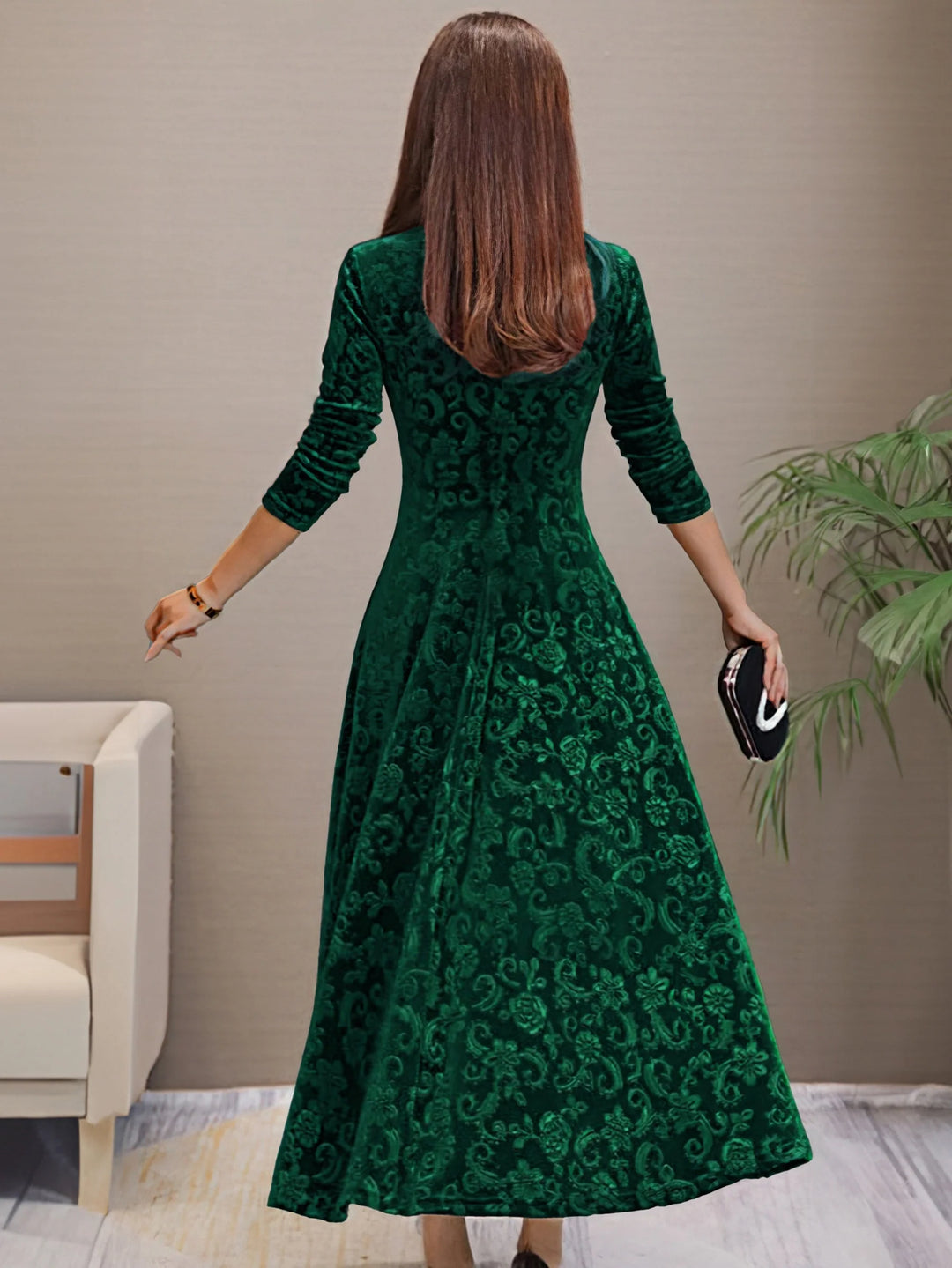 Elsynne™ | Velvet V-neck Dress