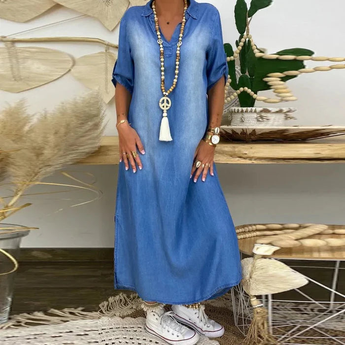 Selinae™ | Casual Denim Style Midi Dress