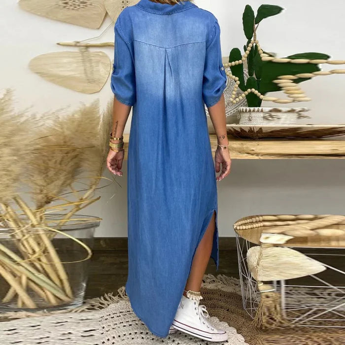 Selinae™ | Casual Denim Style Midi Dress