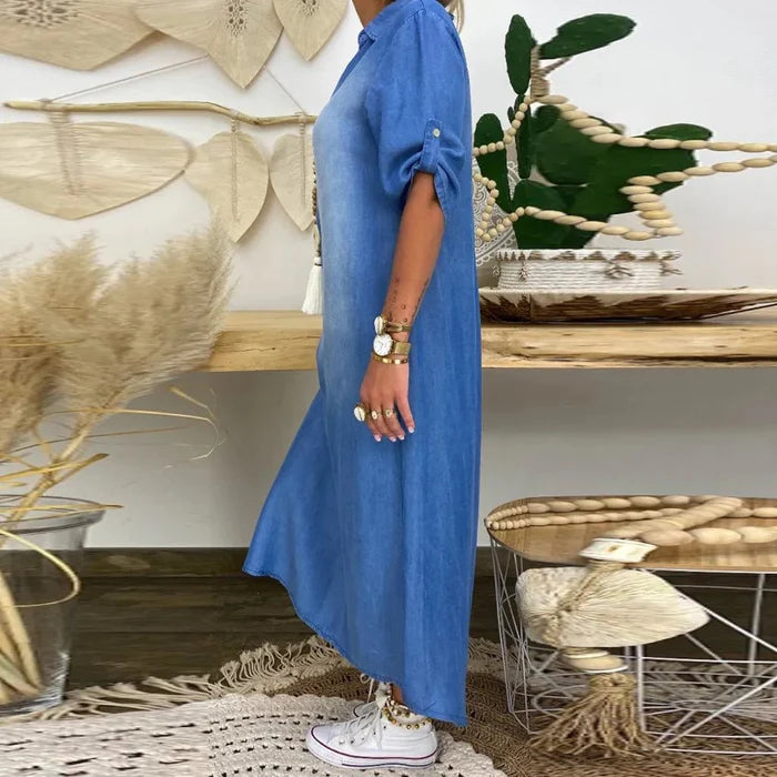 Selinae™ | Casual Denim Style Midi Dress