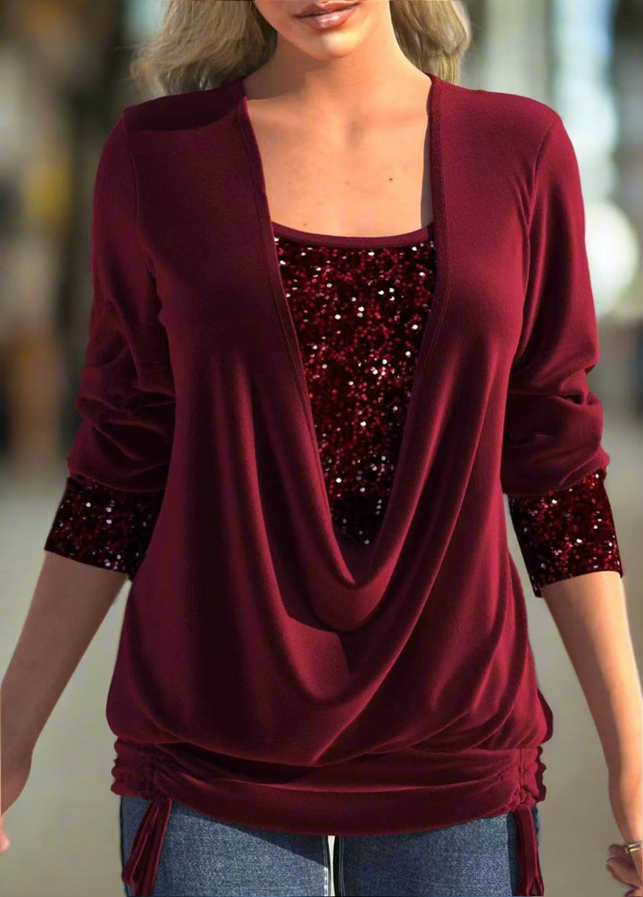 Kaylee™ |Top met lange mouwen en pailletten"