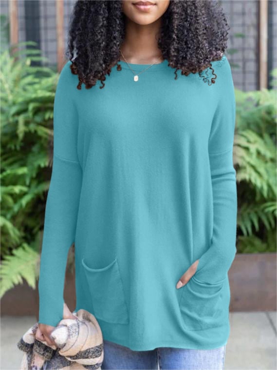 🎁Hot Sale 50% OFF⏳LONG SLEEVE THUMBHOLE SWEATER POCKET TUNIC