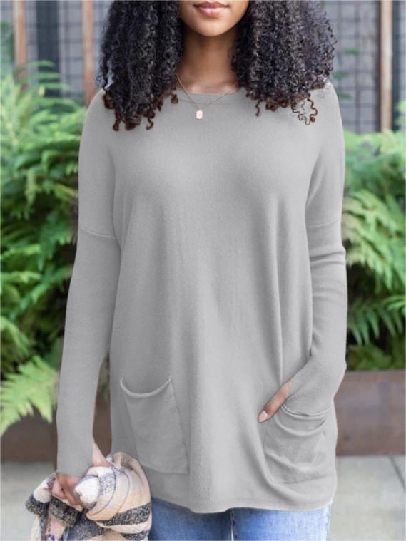 🎁Hot Sale 50% OFF⏳LONG SLEEVE THUMBHOLE SWEATER POCKET TUNIC