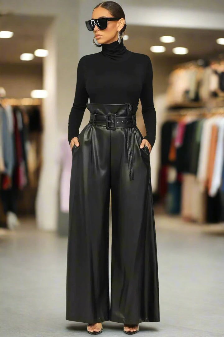 DILA™ | Hoge taille broek met riem