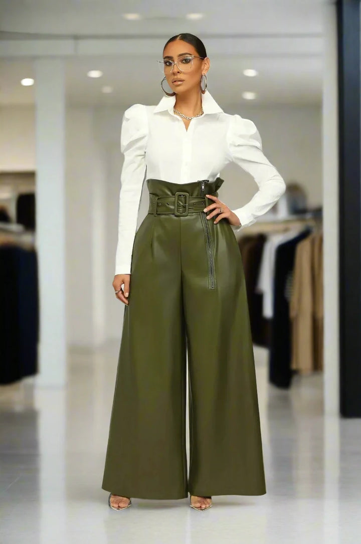 DILA™ | Hoge taille broek met riem