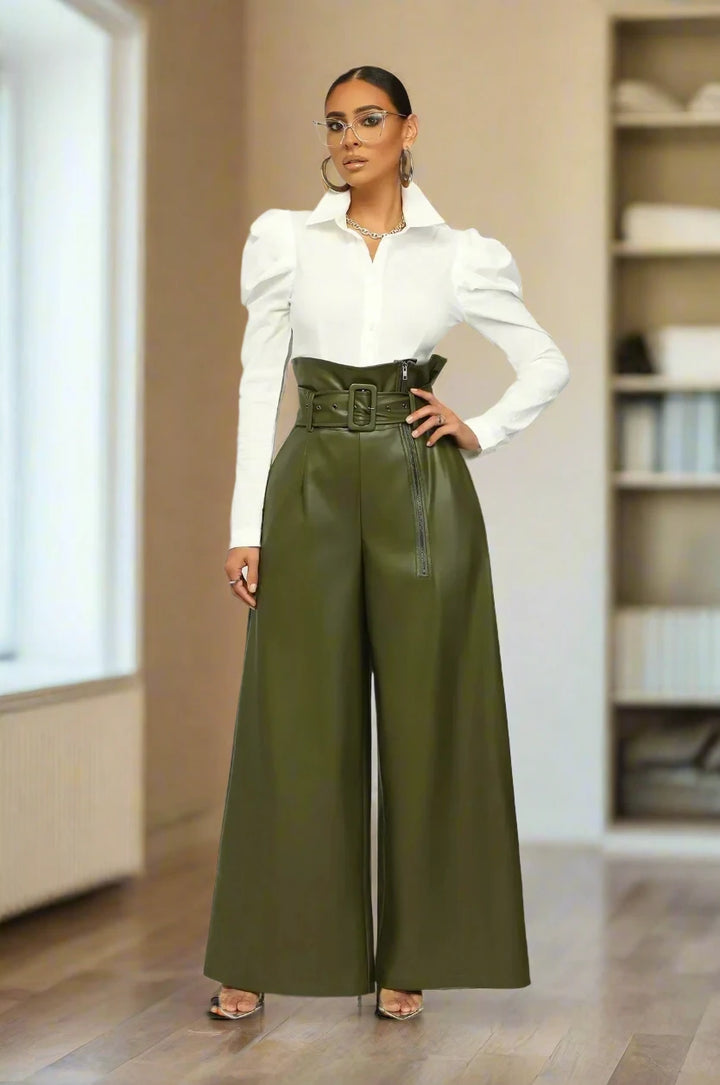 DILA™ | Hoge taille broek met riem